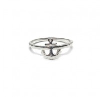 R002412 Handmade Sterling Silver Minimalist Ring Anchor Genuine Solid Stamped 925
